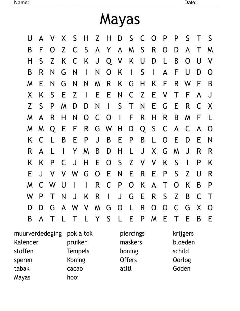 Mayas Word Search