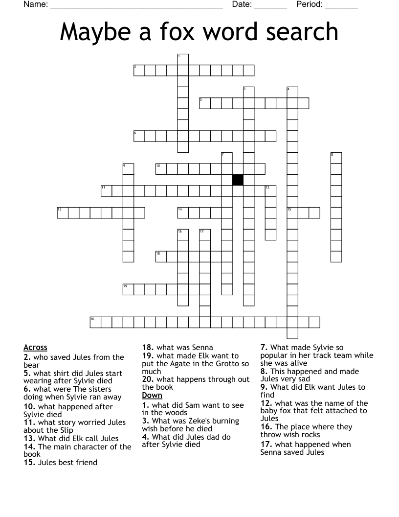 Maybe a fox word search Crossword