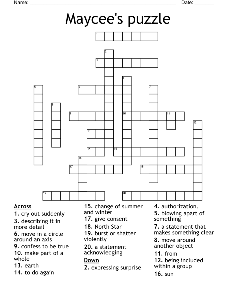 Maycee's puzzle Crossword