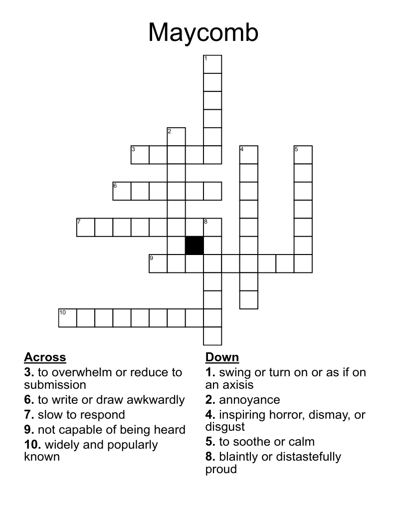 Maycomb Crossword