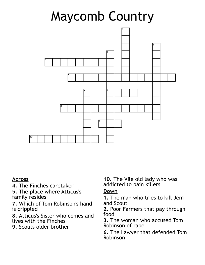 Maycomb Country Crossword