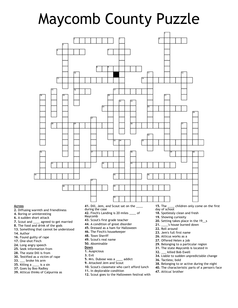 Maycomb County Puzzle Crossword