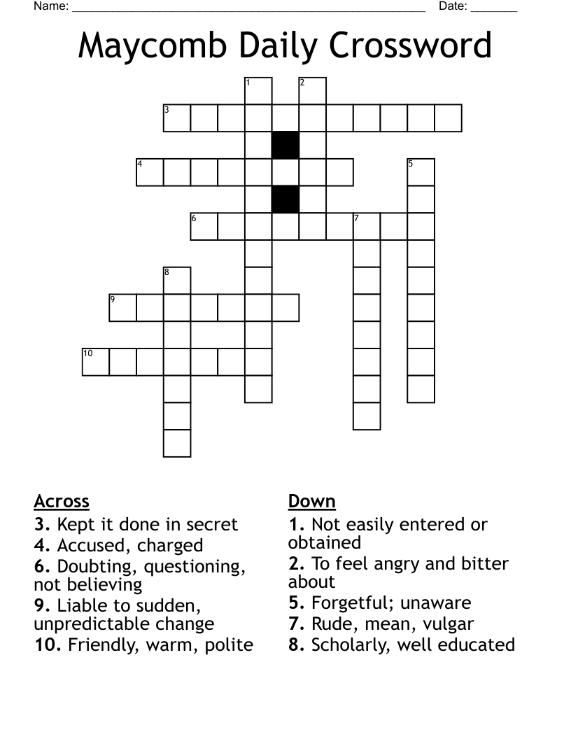 Maycomb Daily Crossword 