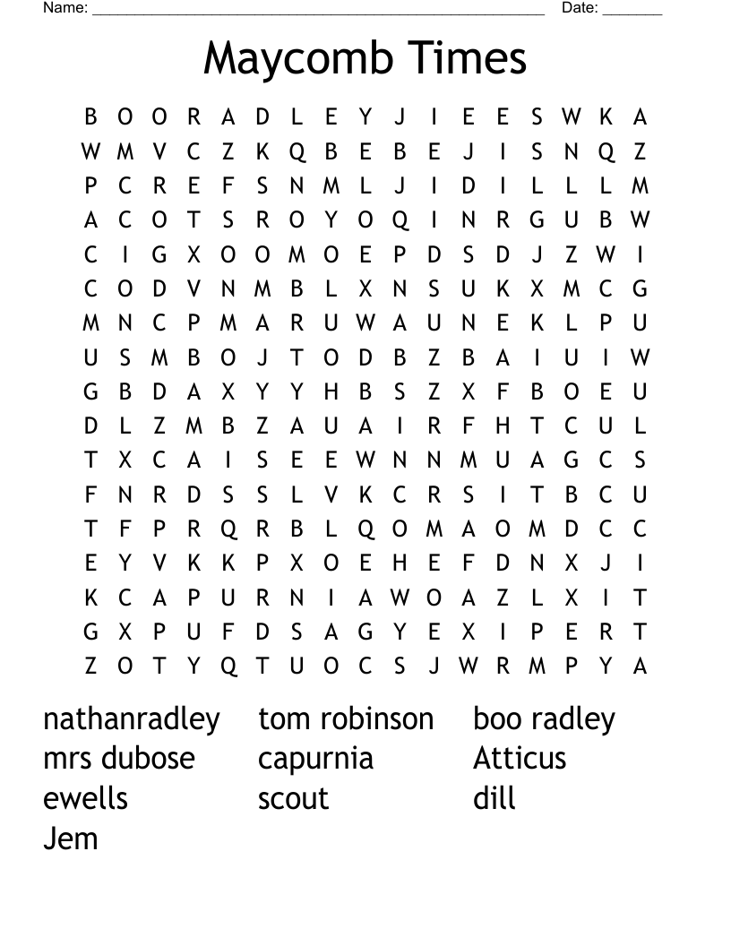 Maycomb Times Word Search