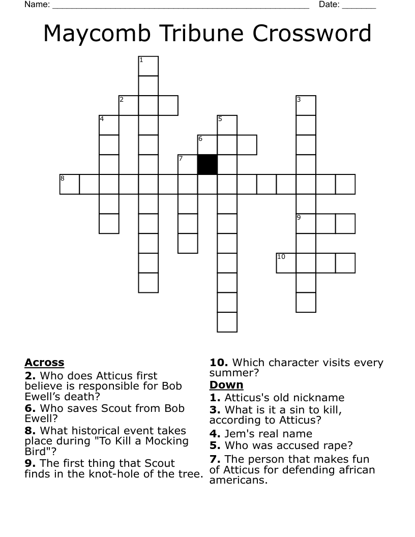 Maycomb Tribune Crossword