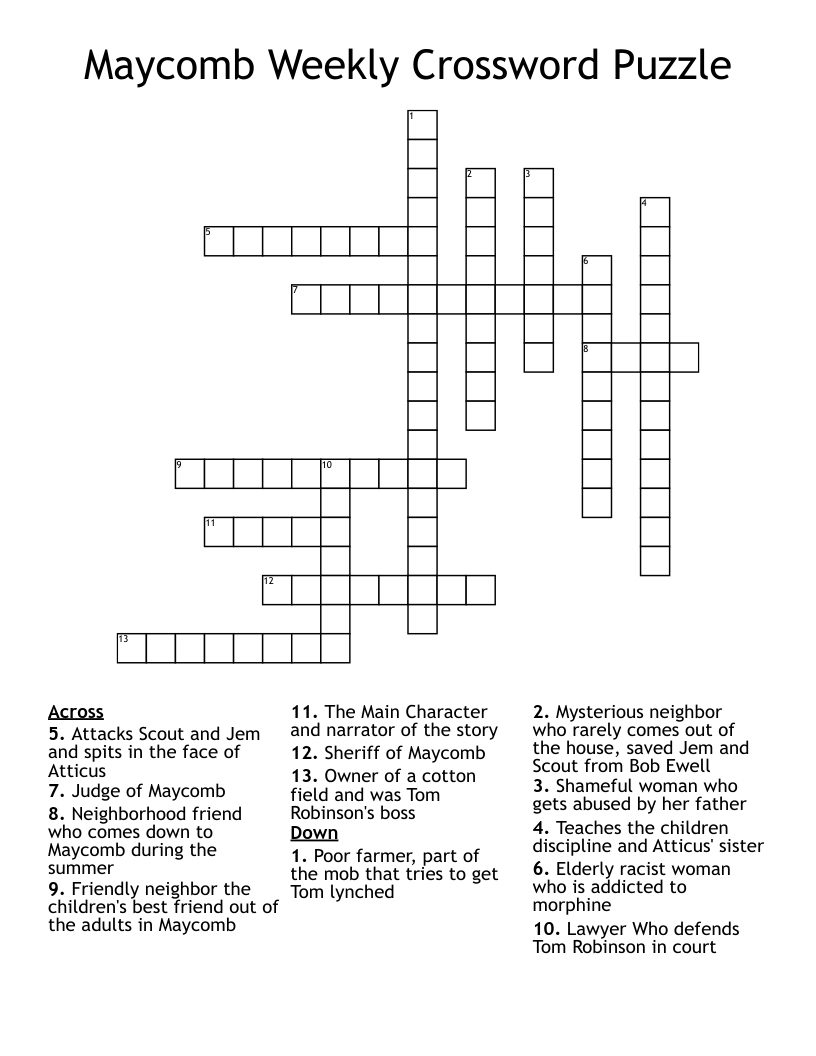 Maycomb Weekly Crossword Puzzle