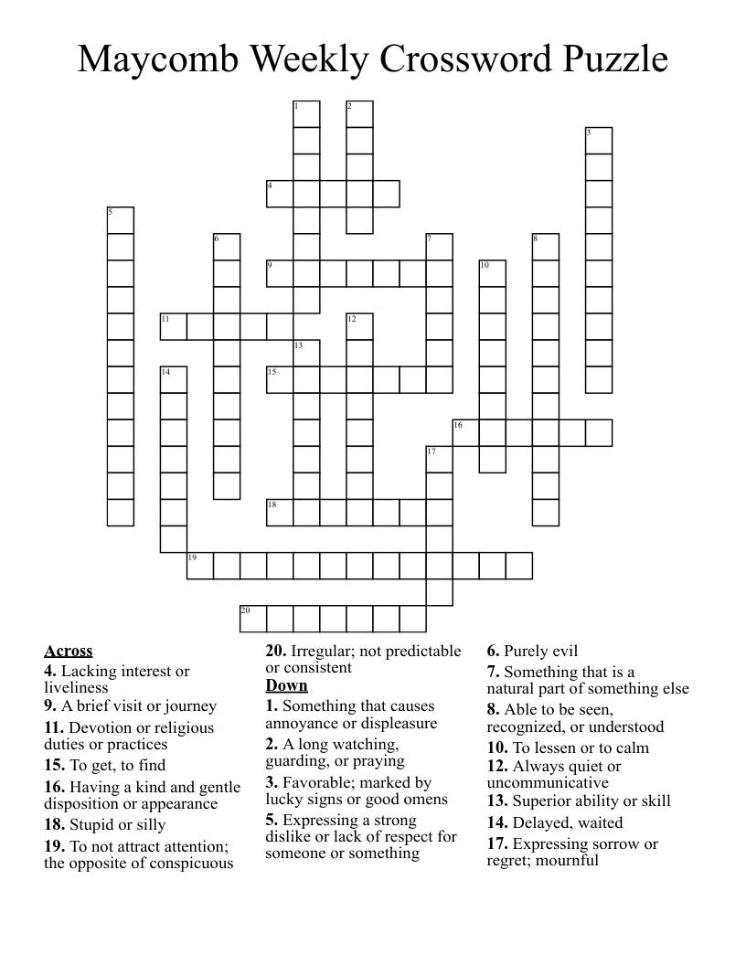 Maycomb Weekly Crossword Puzzle