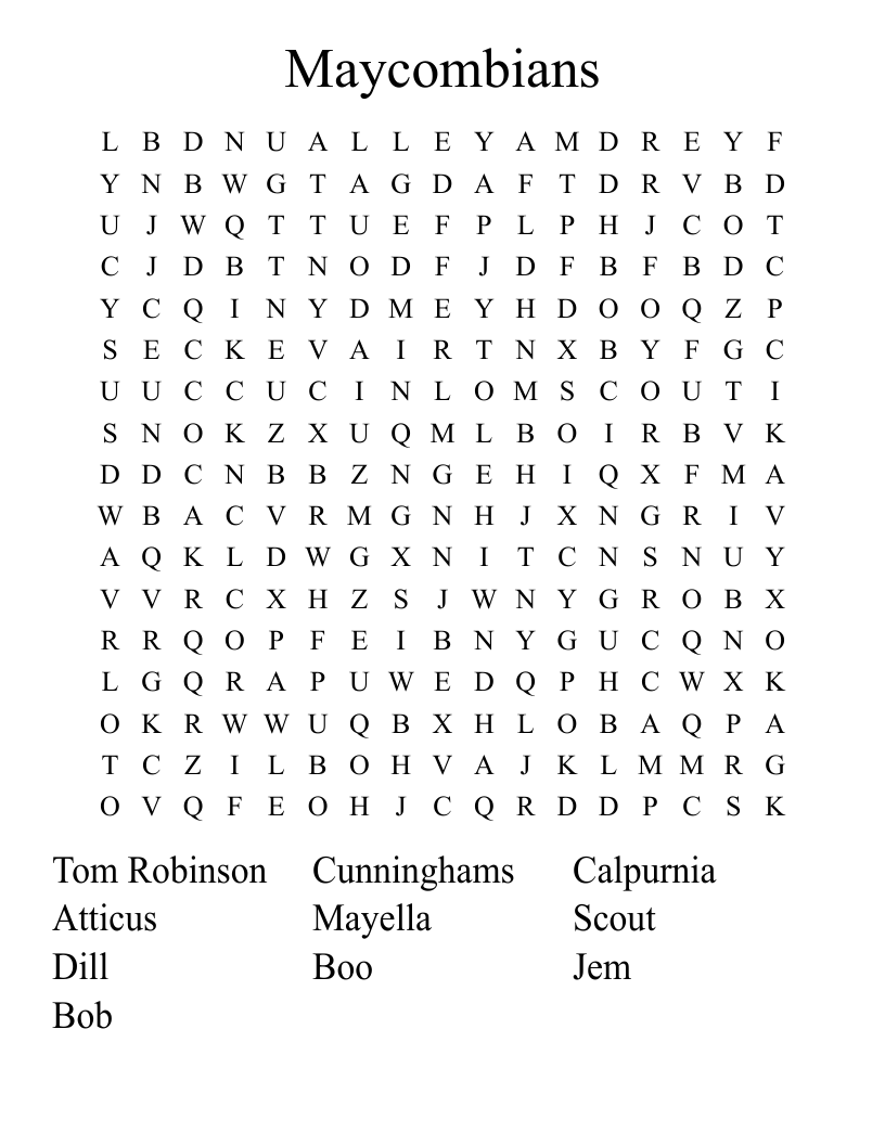 Maycombians Word Search