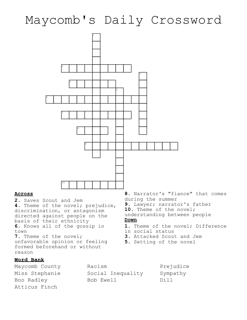 Maycomb's Daily Crossword