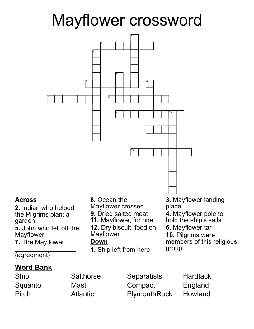 Mayflower crossword