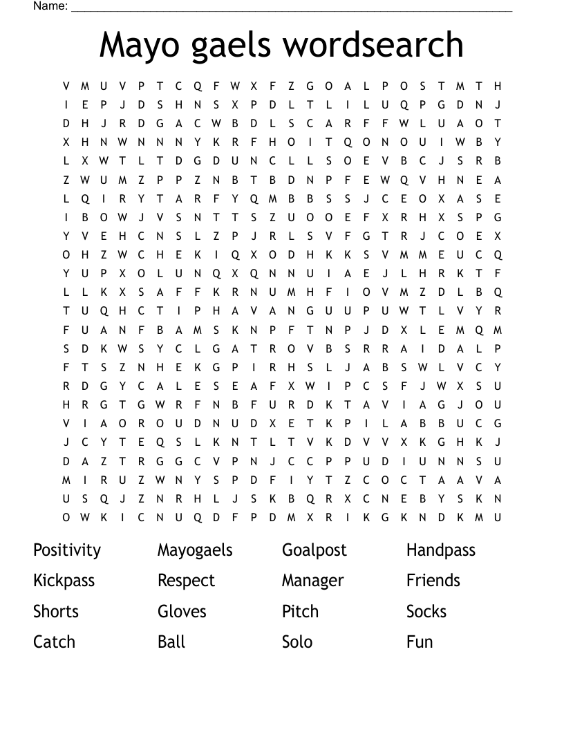 Mayo gaels wordsearch