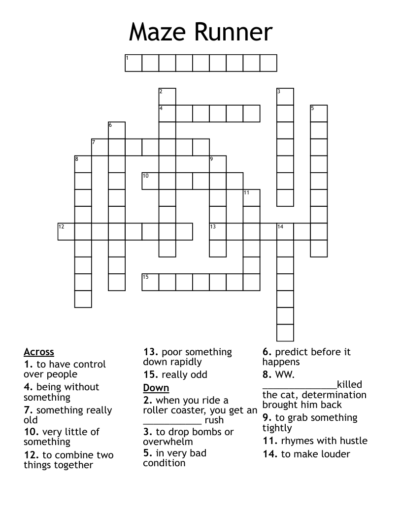 Maze Runner Crossword