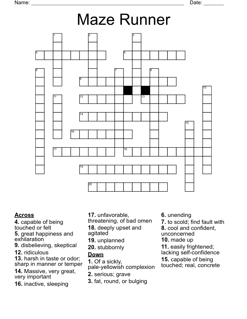 Maze Runner Crossword