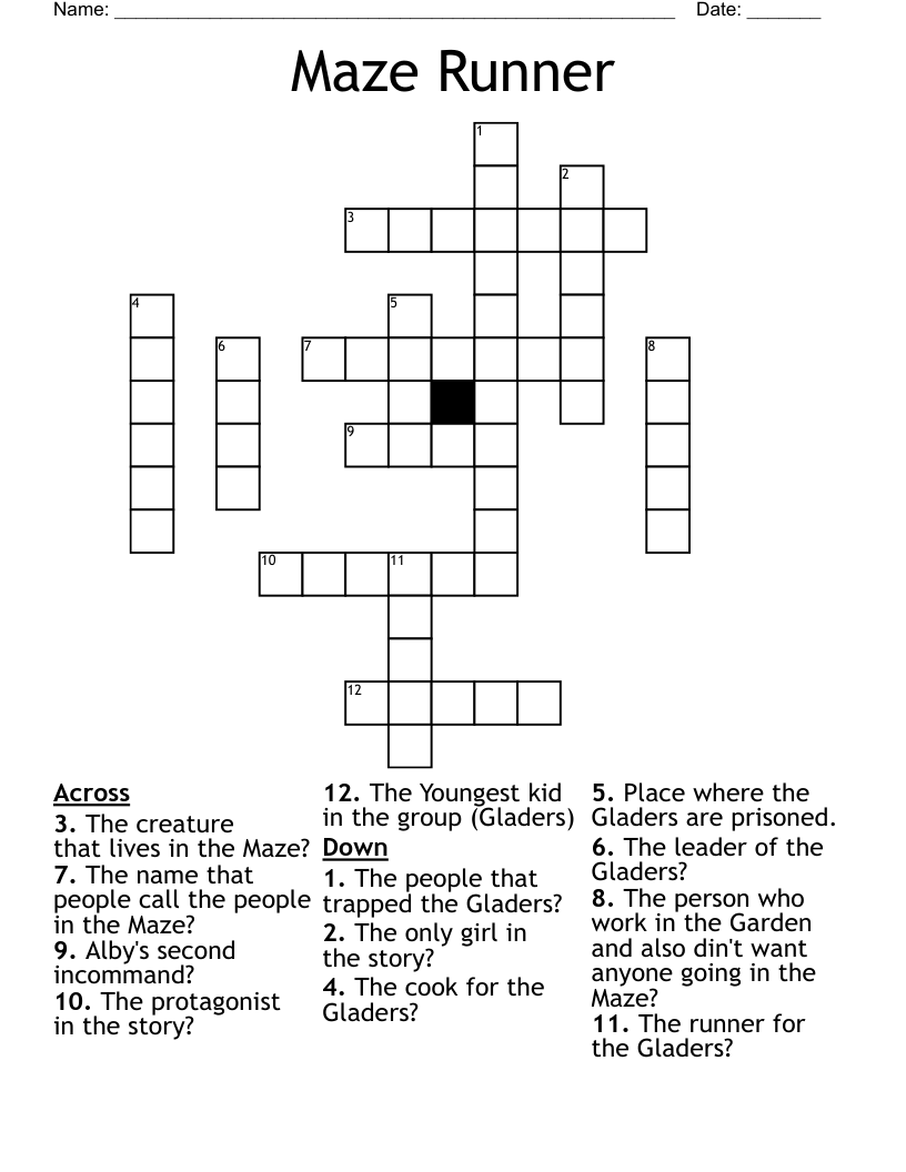 Maze Runner Crossword