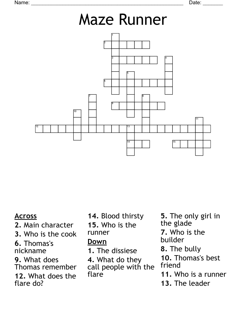 Maze Runner Crossword