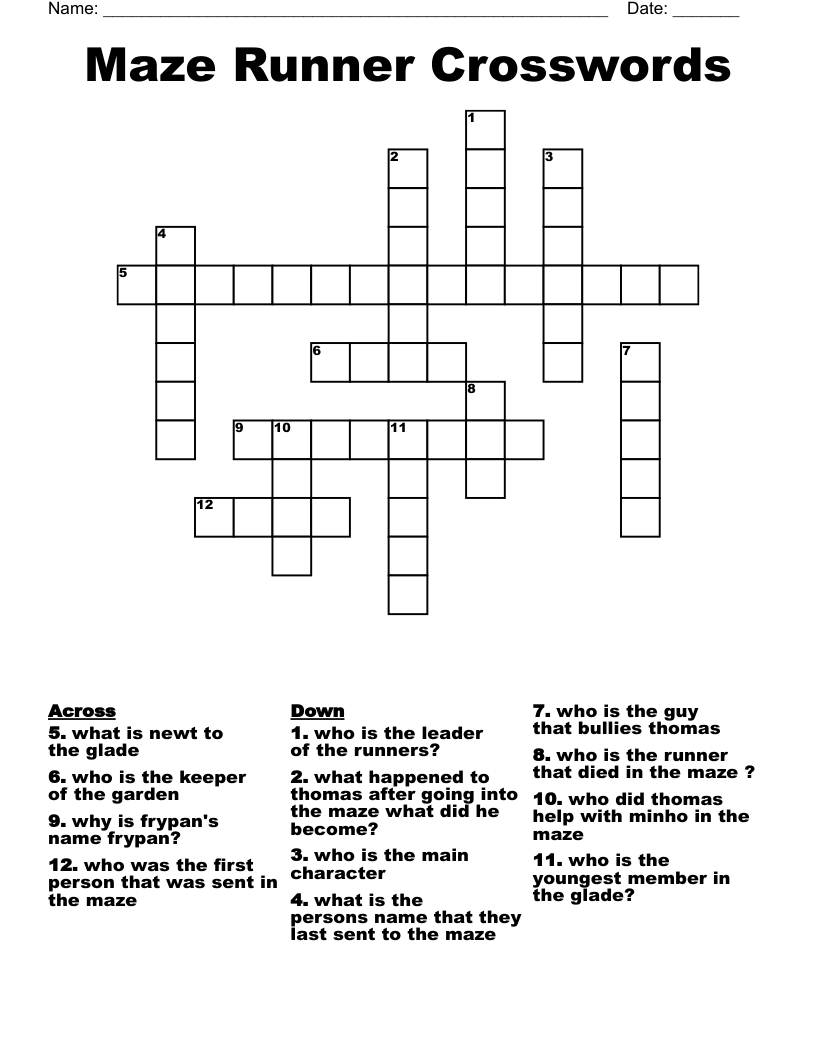 Maze Runner Crosswords