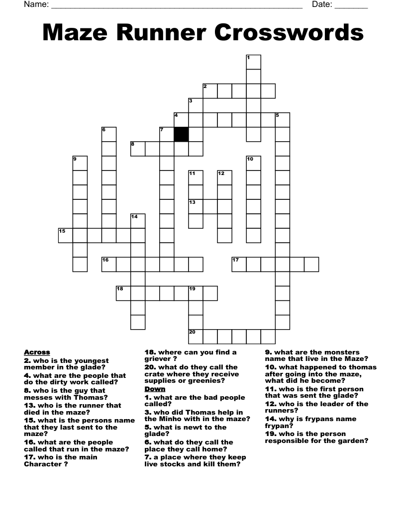 Maze Runner Crosswords