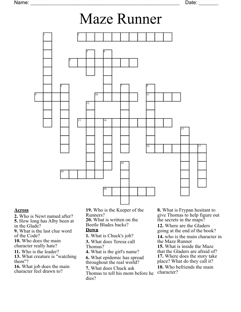 Maze Runner  Crossword