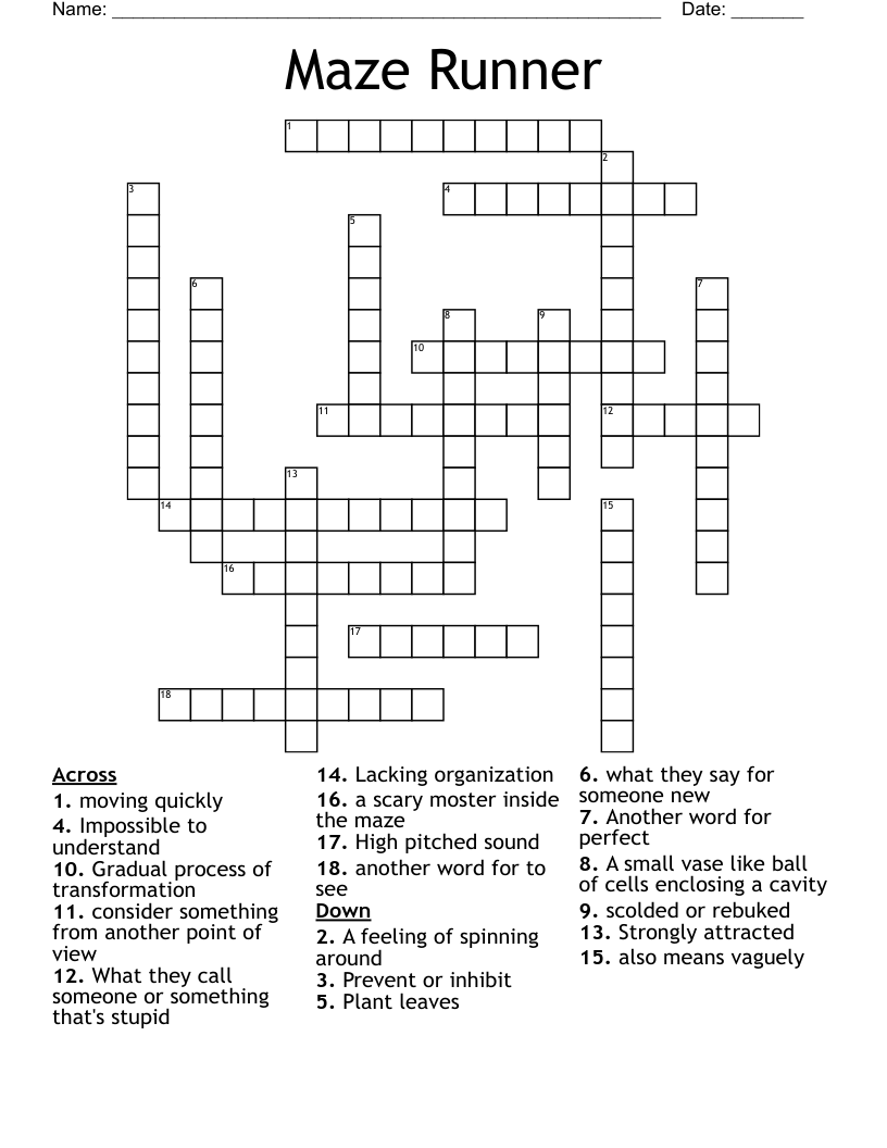 Maze Runner  Crossword