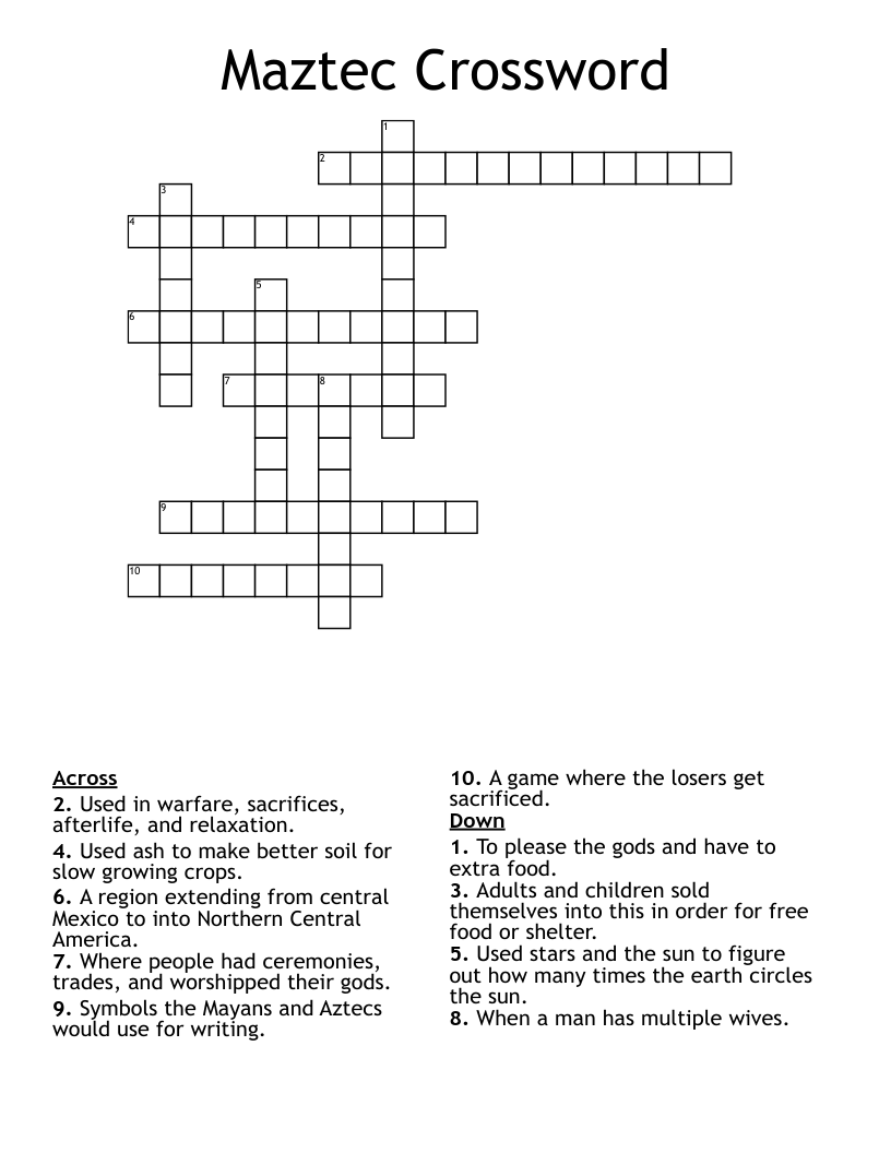 Maztec Crossword