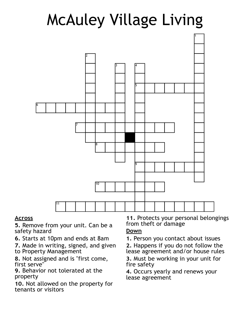 McAuley Village Living Crossword
