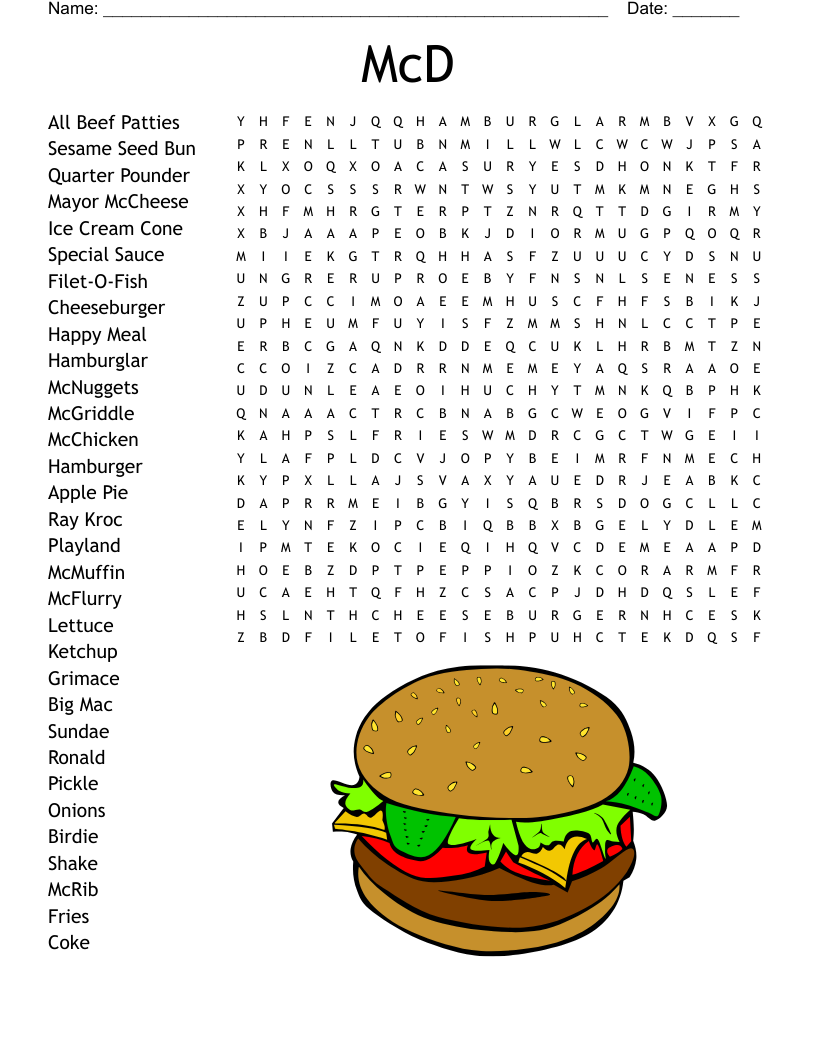McD Word Search
