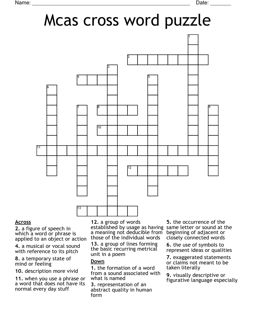 Mcas cross word puzzle