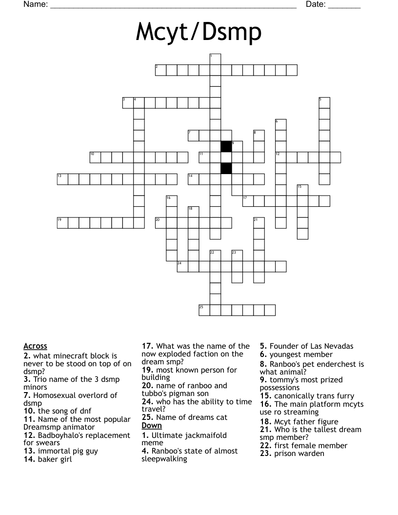 Mcyt/Dsmp Crossword