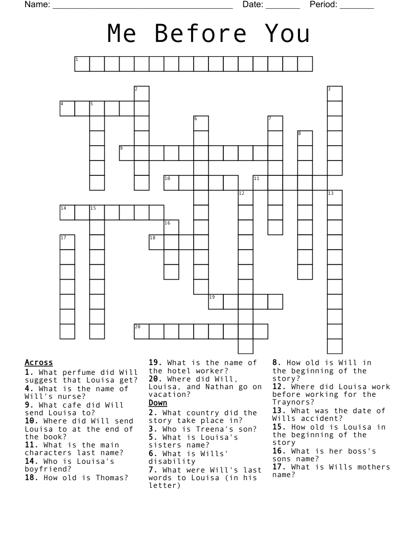 Me Before You Crossword