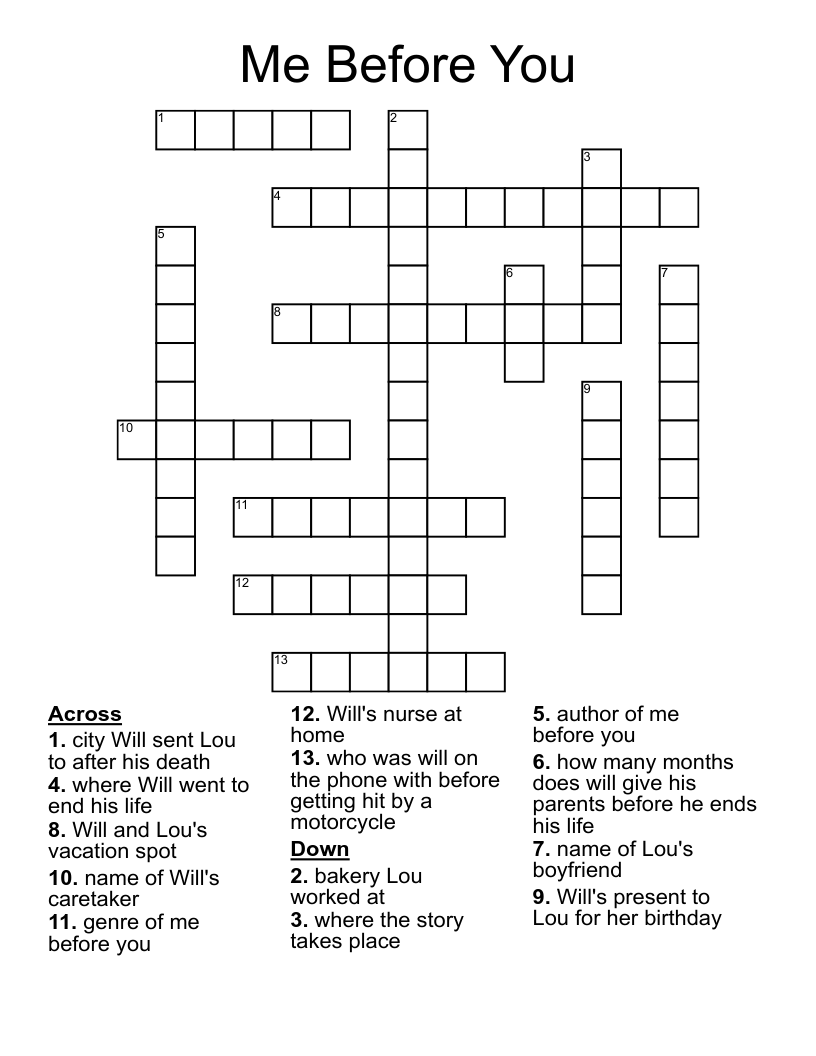 Me Before You Crossword