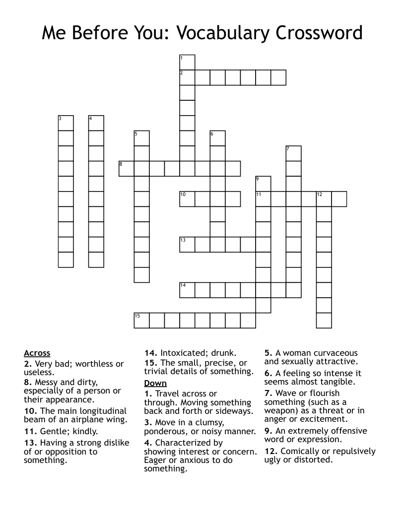 Me Before You: Vocabulary Crossword