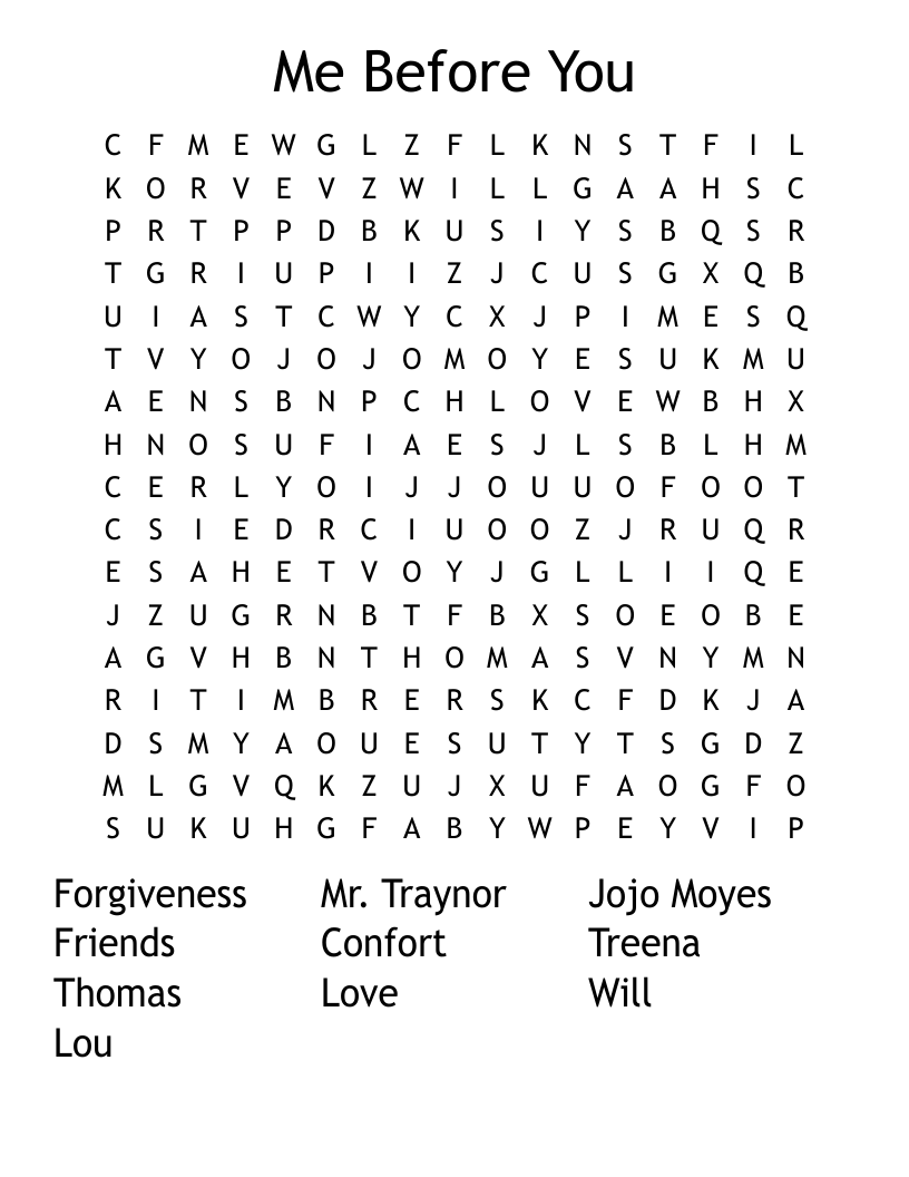 Me Before You  Word Search