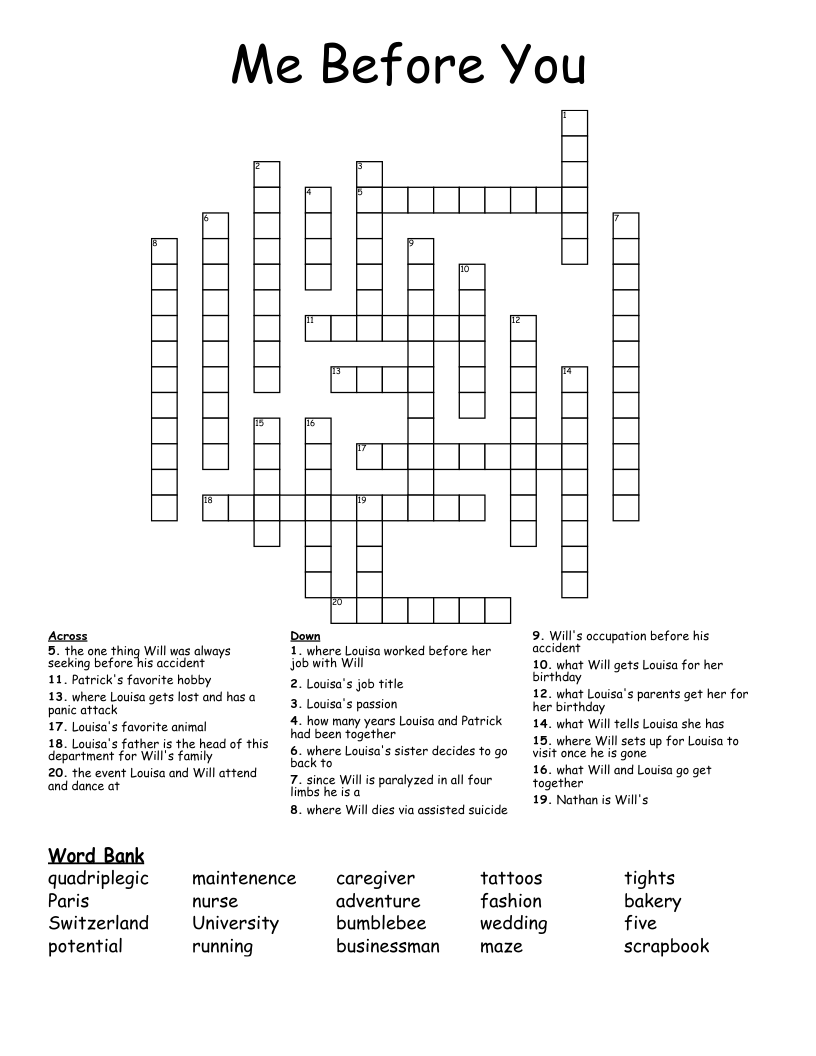 Me Before You  Crossword