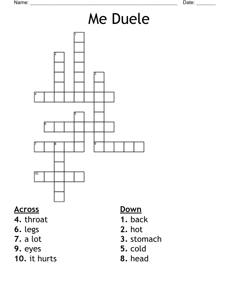 Me Duele Crossword