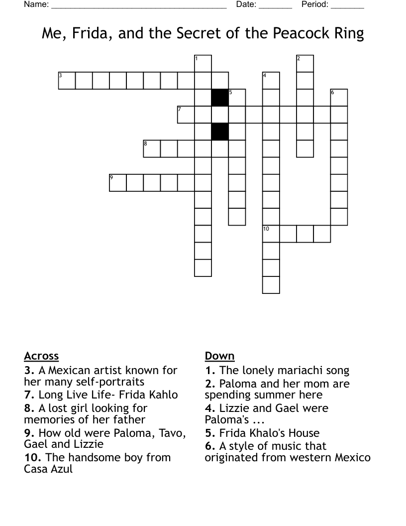 Me, Frida, and the Secret of the Peacock Ring Crossword