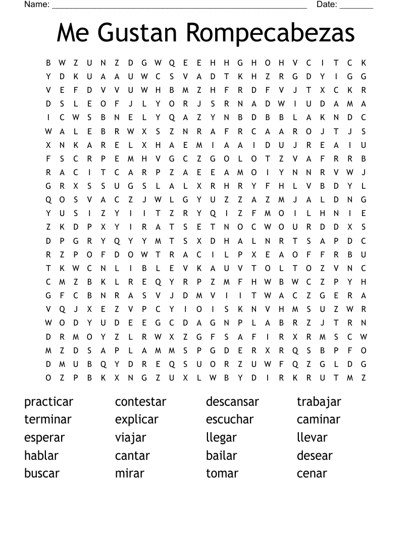 Me Gustan Rompecabezas Word Search