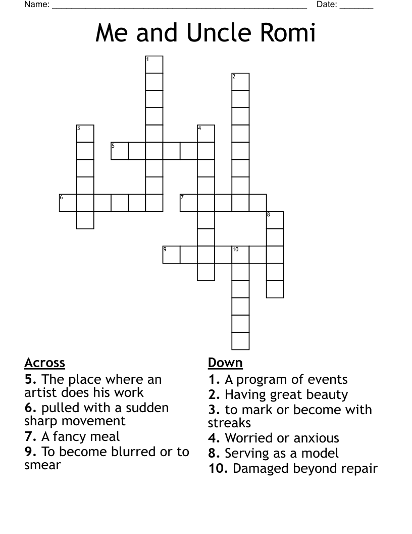 Me and Uncle Romi Crossword