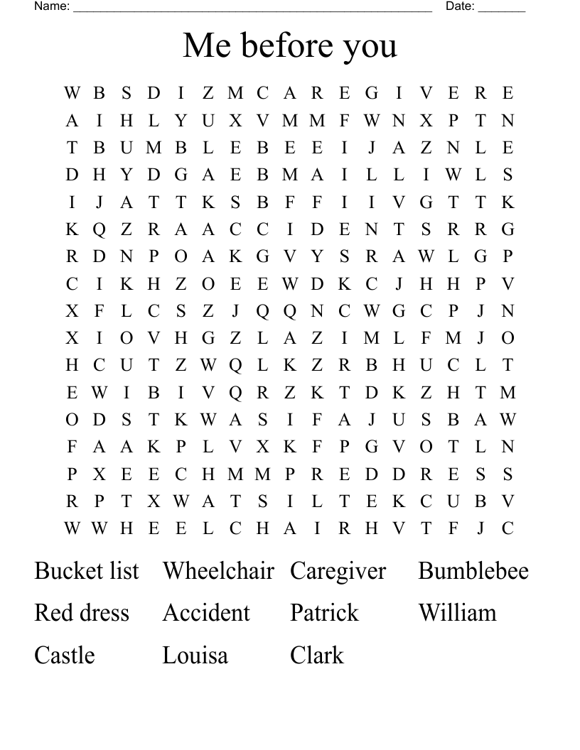 Me before you Word Search