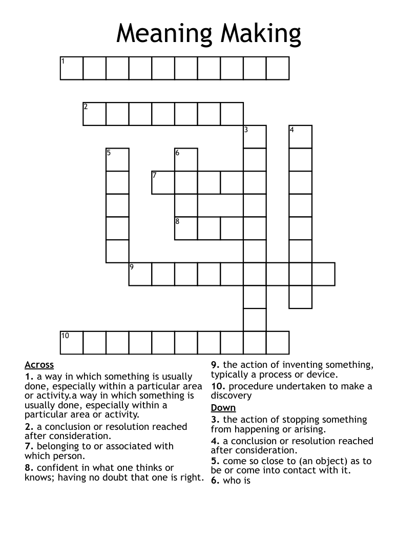 Meaning Making Crossword