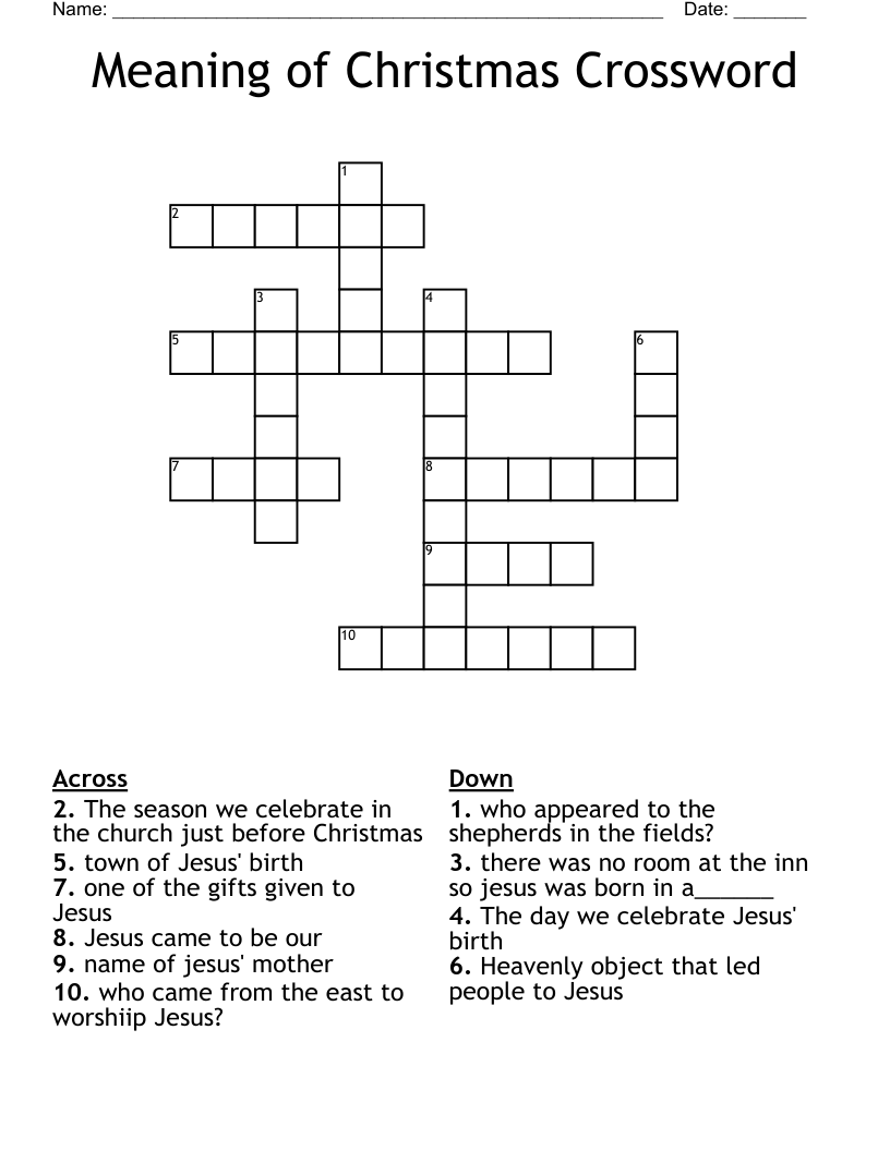 Meaning of Christmas Crossword