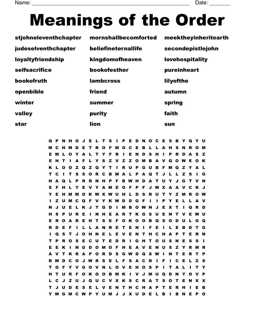 Meanings of the Order Word Search