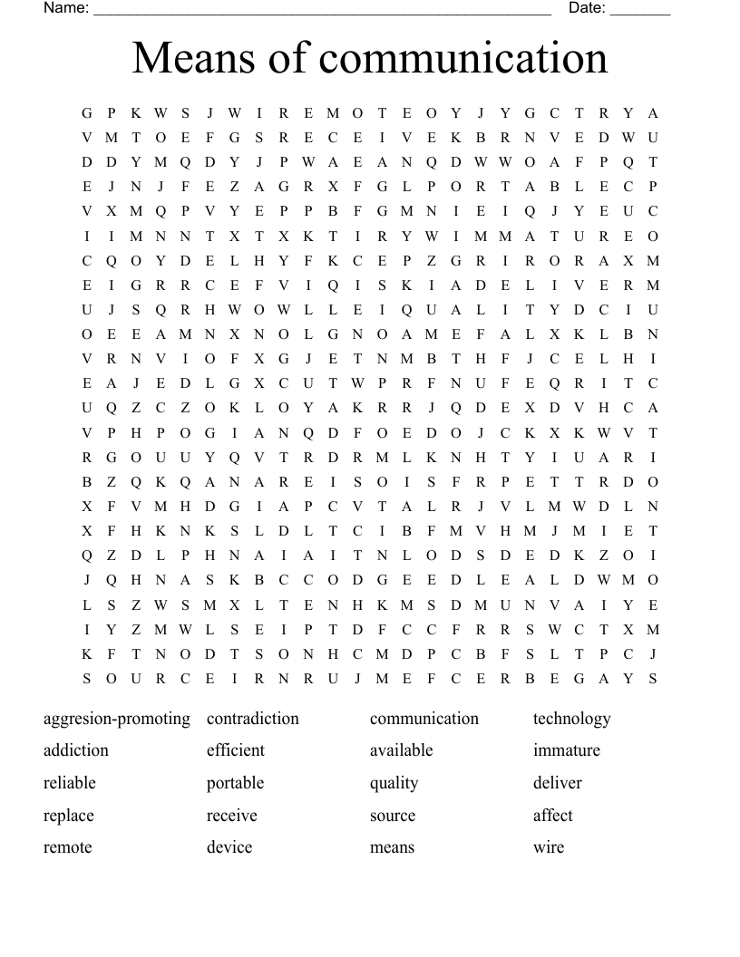 Means of communication Word Search