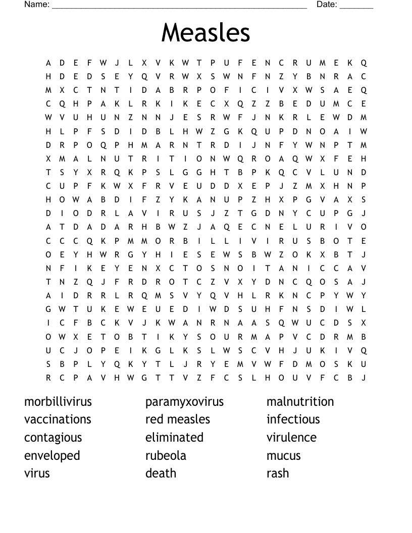 Measles Word Search