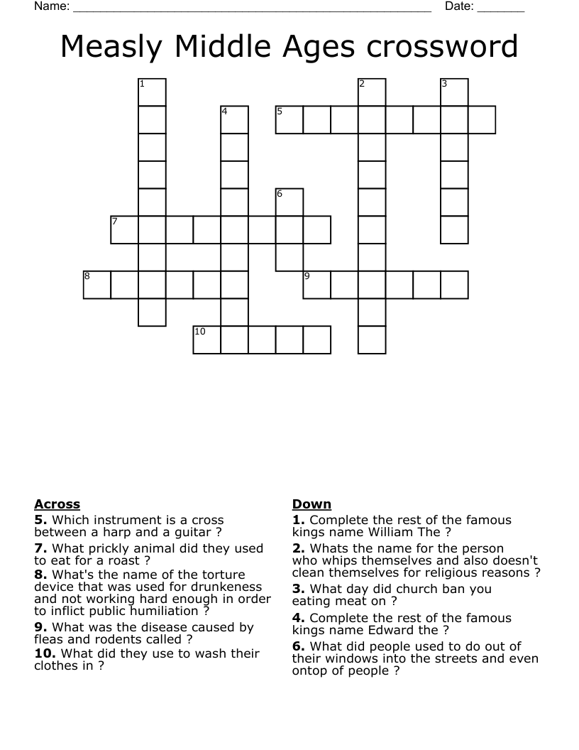 Measly Middle Ages crossword