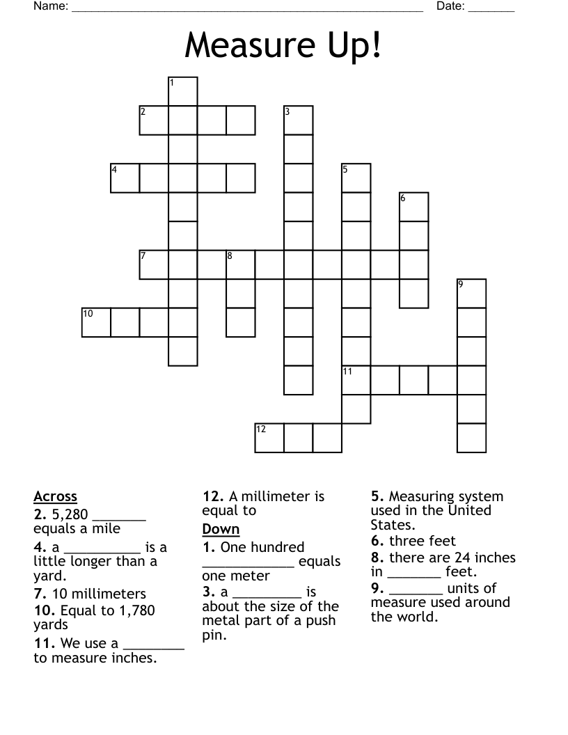 Measure Up! Crossword