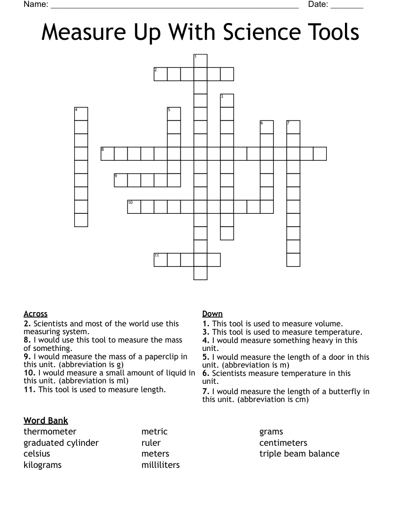 Measure Up With Science Tools Crossword