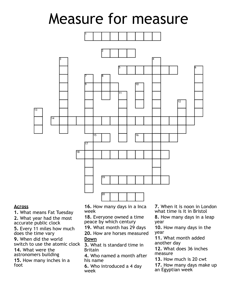 Measure for measure  Crossword