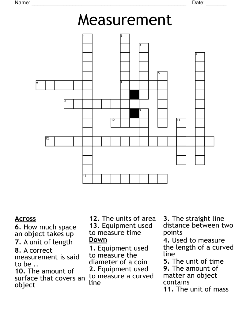 Measurement Crossword