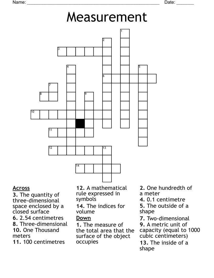 Measurement Crossword