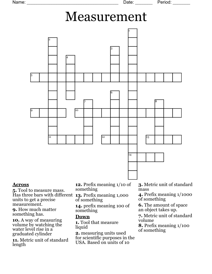 Measurement Crossword
